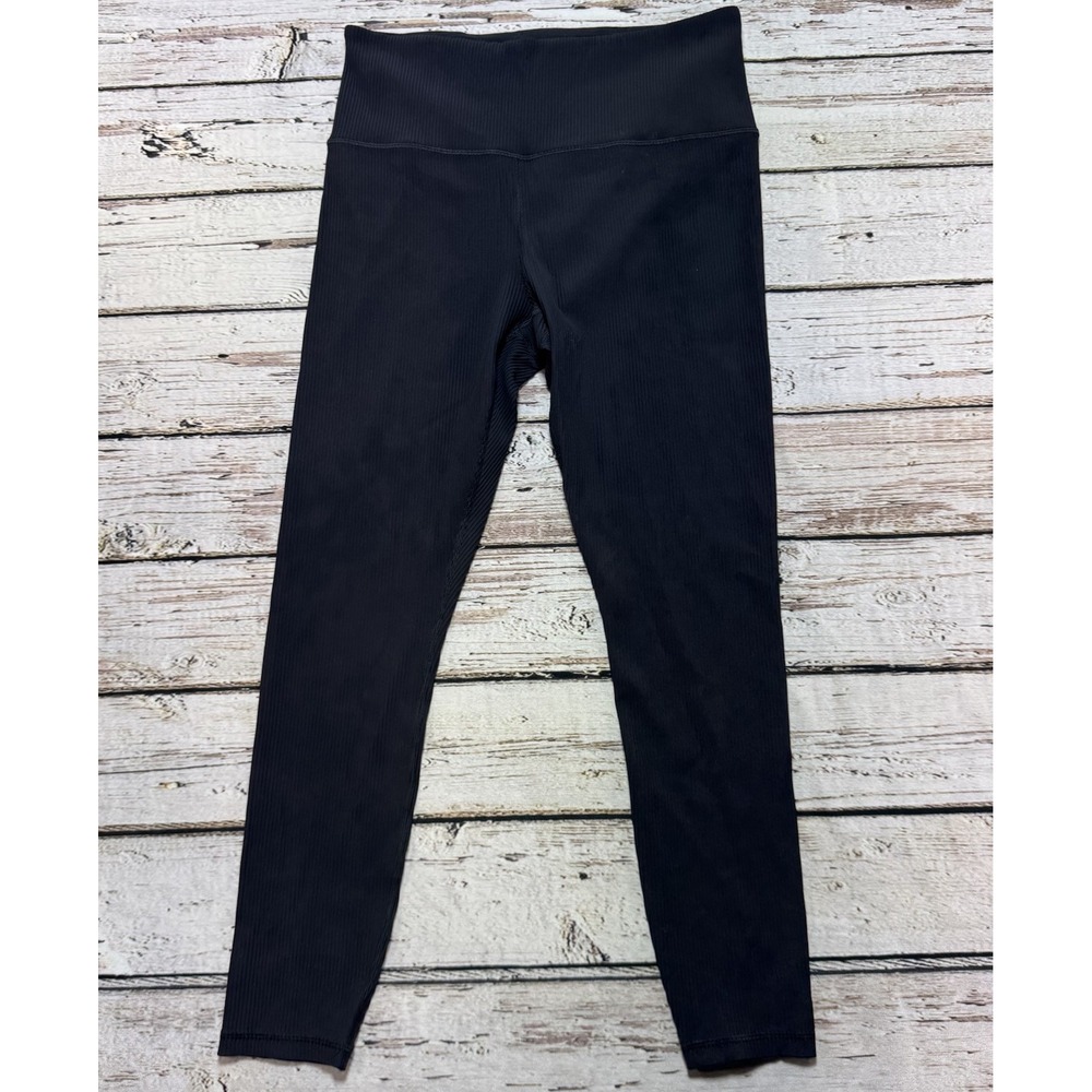 Athleta Womens Black Elation Rib High Rise 7/8 Tight Size Large